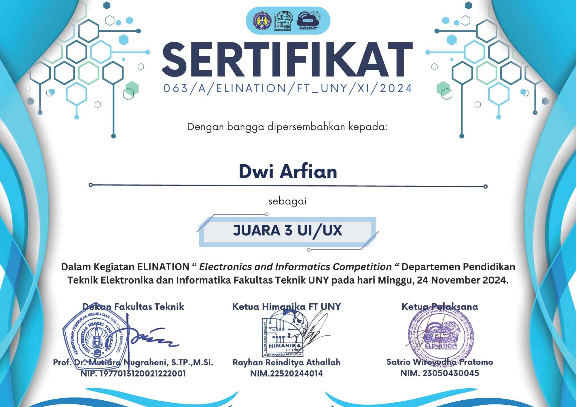 Juara 3 UI/UX Elination 2024