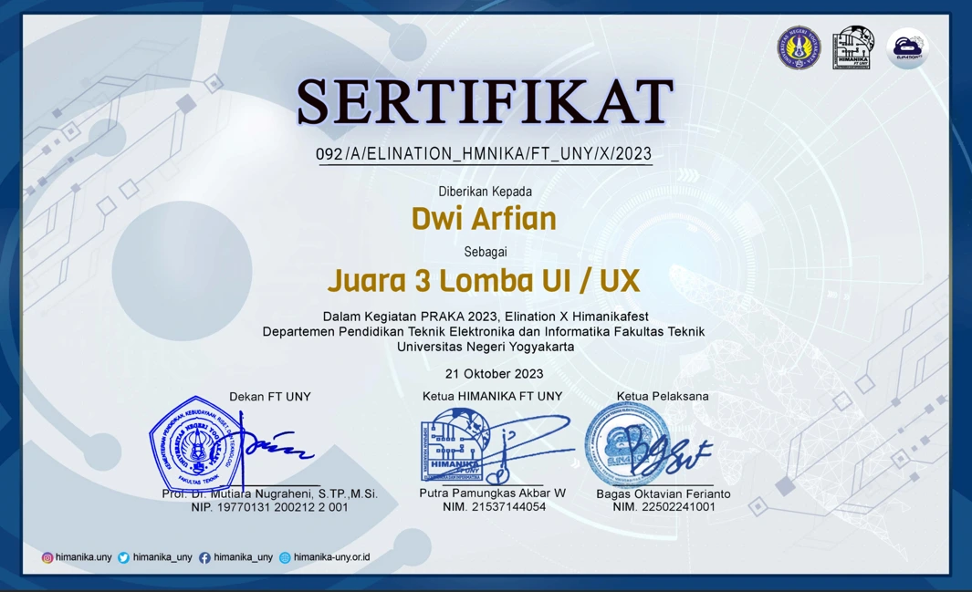 Juara 3 UI/UX Elination 2023
