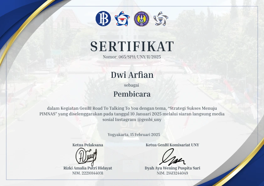 Sertifikat Pembicara GenBI