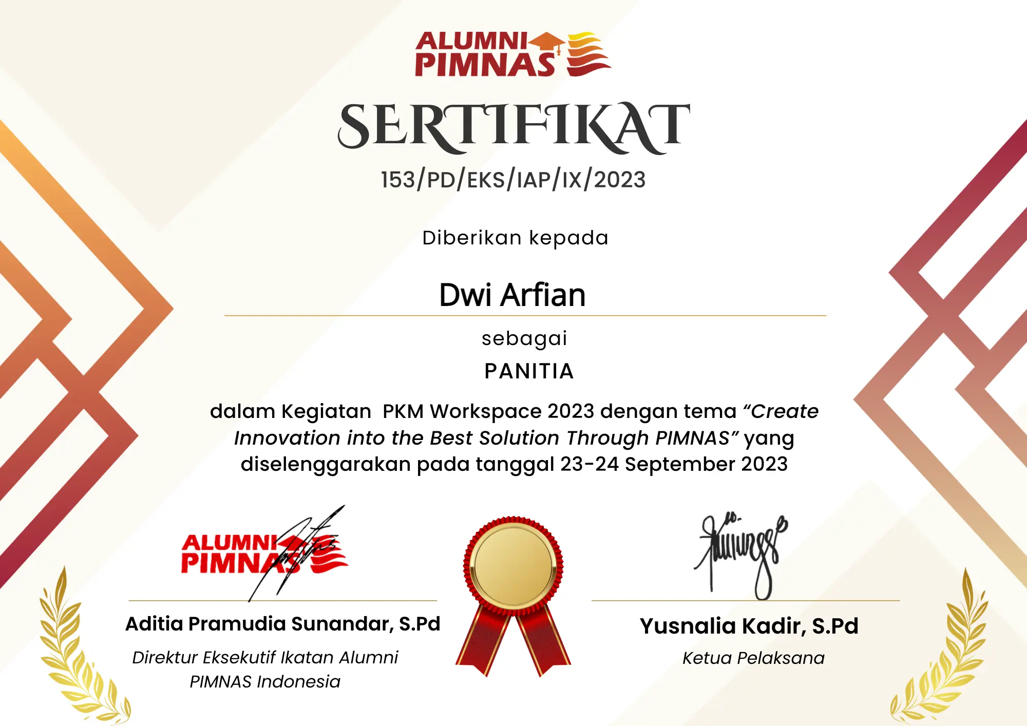 Sertifikat Panitia PKMW